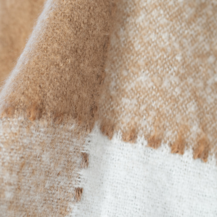 Plaid à carreaux aspect mohair - Beige