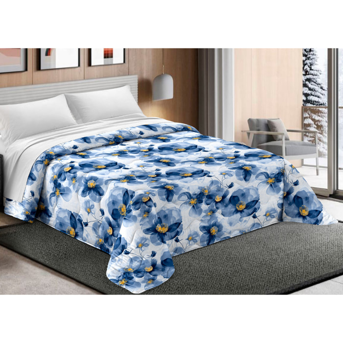 Trapunta Invernale 300gr Made in Italy Piumone Clado Linea Scaldanotti Disegno Ilenia Blu