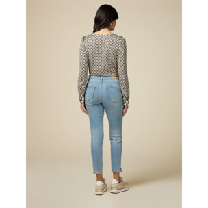 Oltre - Jeans skinny con bottoni gioiello - Azzurro