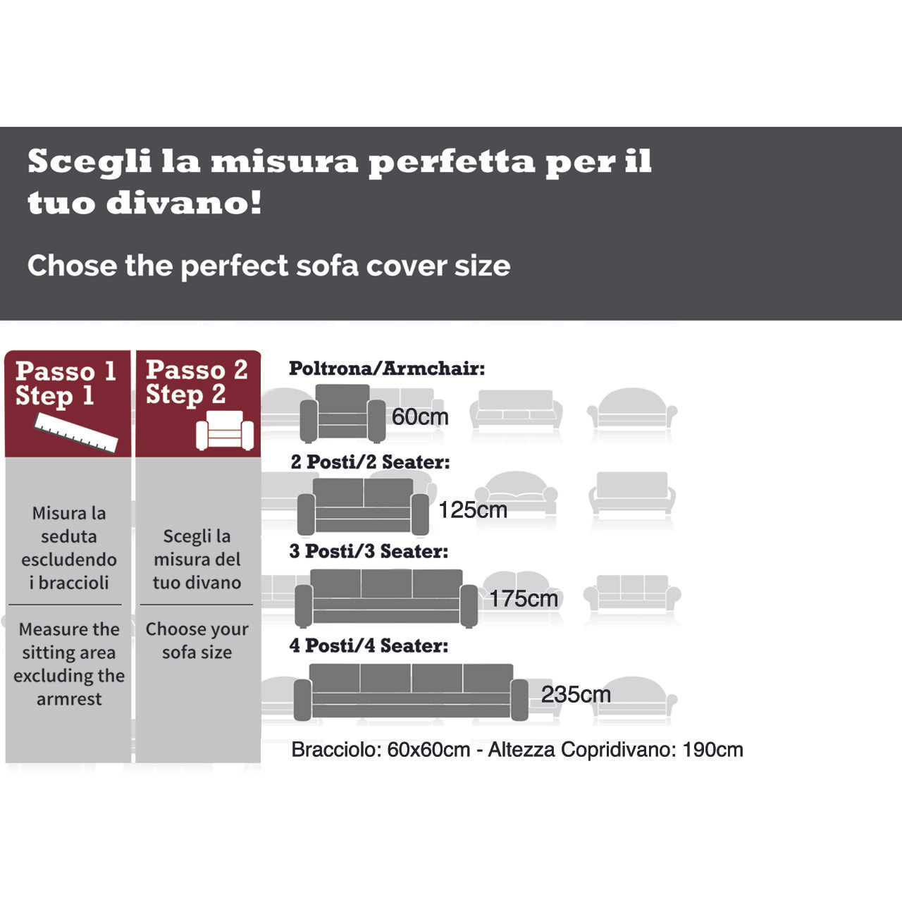 Copridivano Antimacchia Trapuntato Sofa Grigio Chiaro-Grigio Scuro