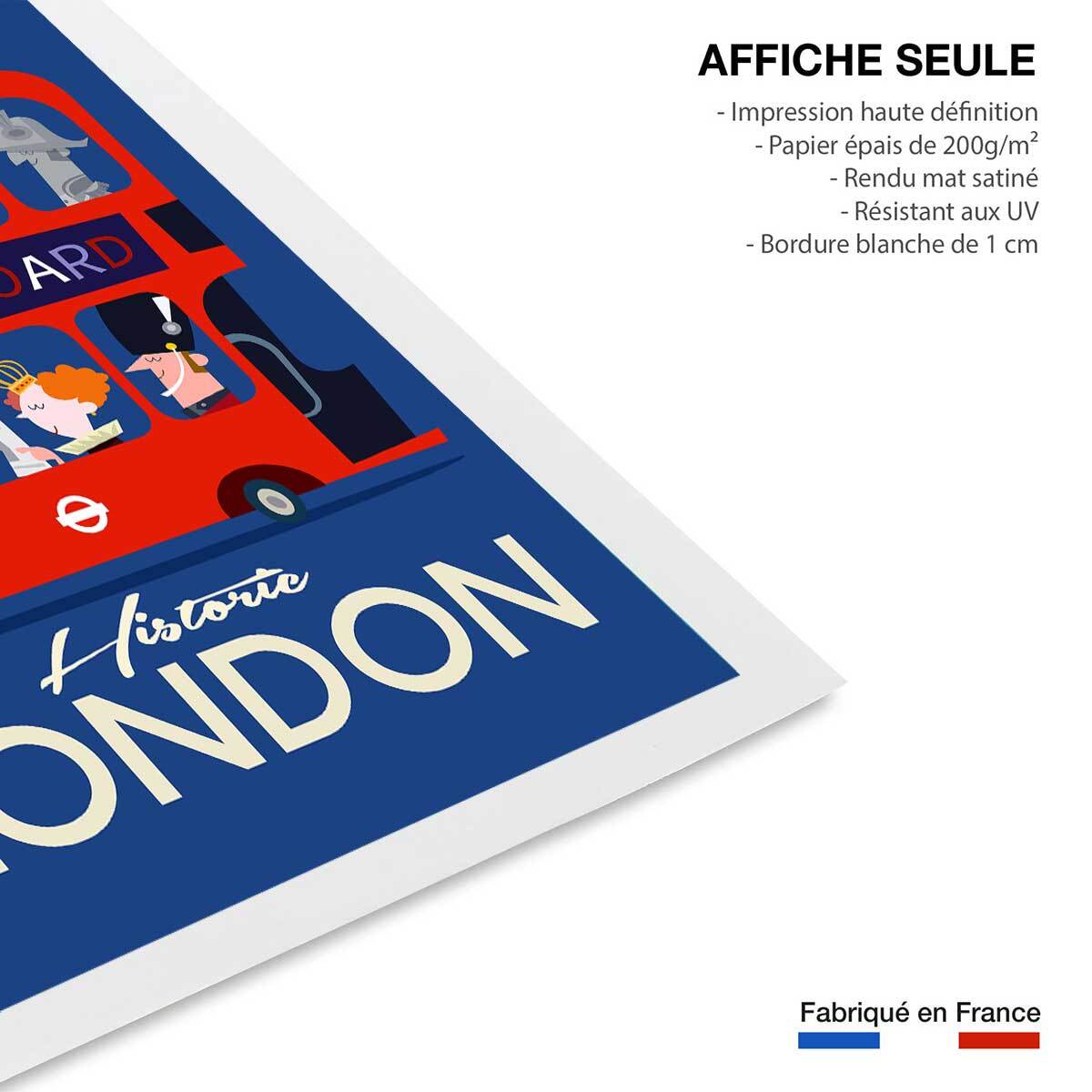 Poster retro bus london Affiche seule