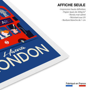 Poster retro bus london Affiche seule