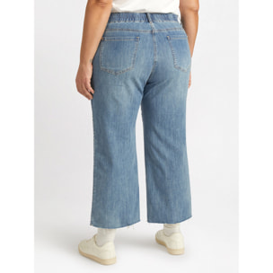 Fiorella Rubino - Jeans cropped con inserti ricamati - Azzurro