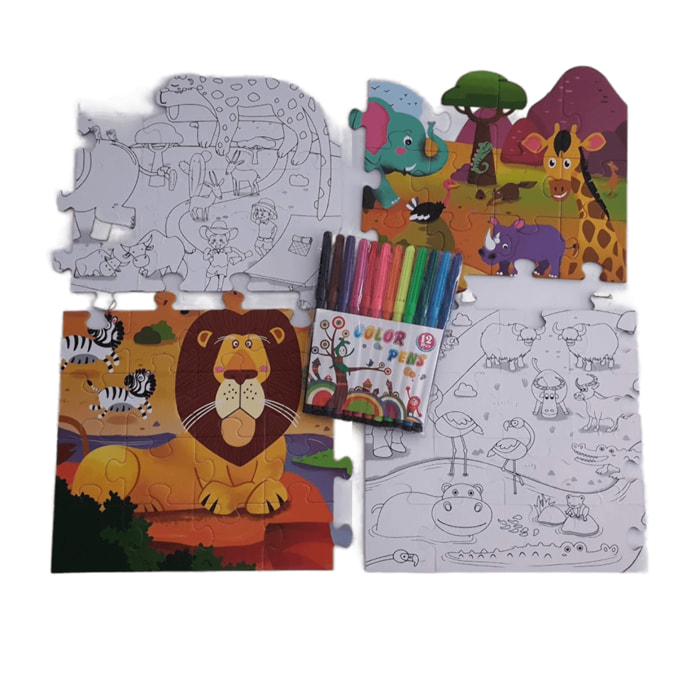 PUZLE DE COLOREAR Y MONTAR: EL HOGAR AFRICANO 56 pcs