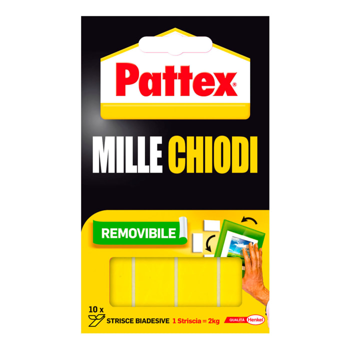 Pattex Mille Chiodi Removibile Strisce Biadesive - Confezione da 10 Pezzi