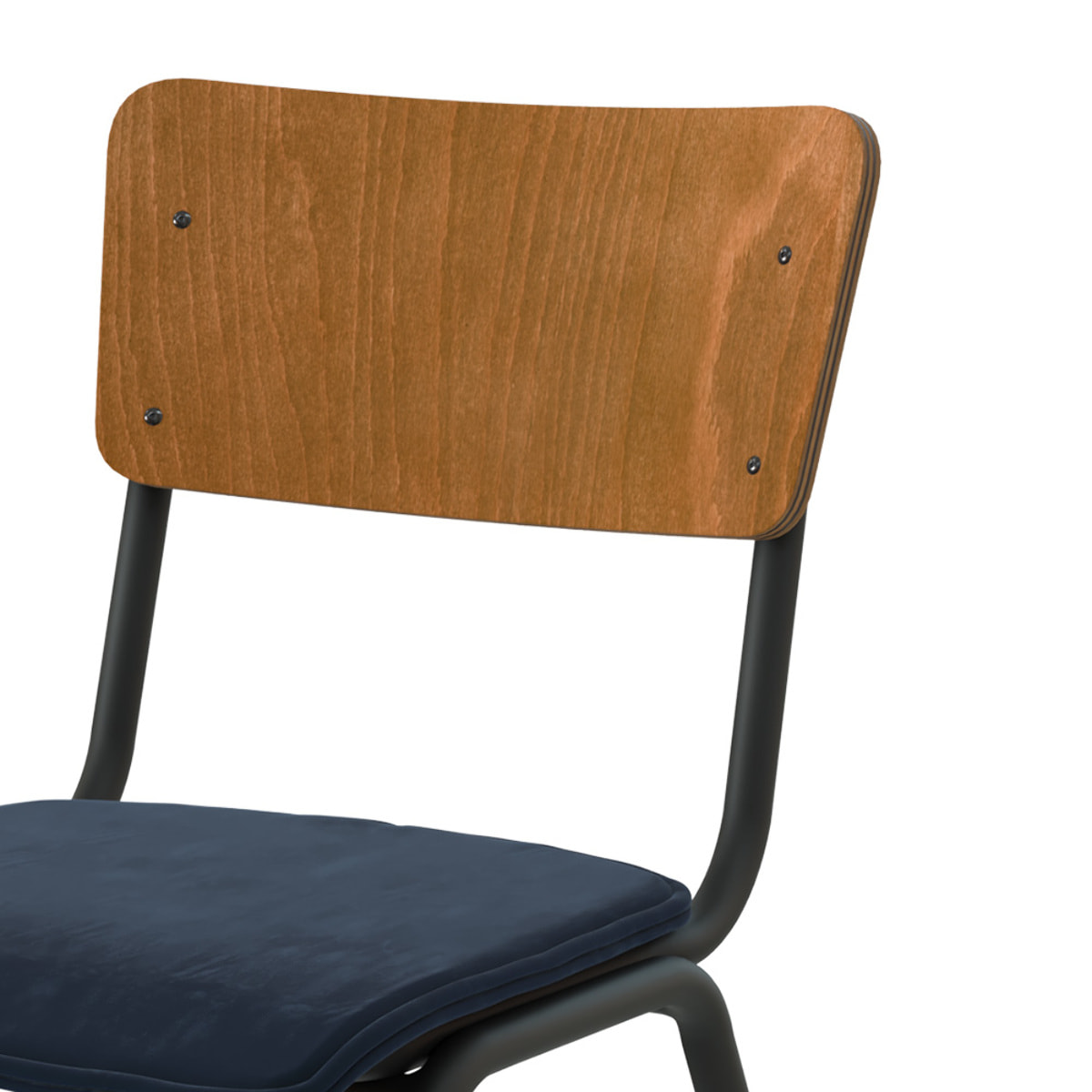 Lot de 2 chaises en bois foncé et velours bleu - Nico