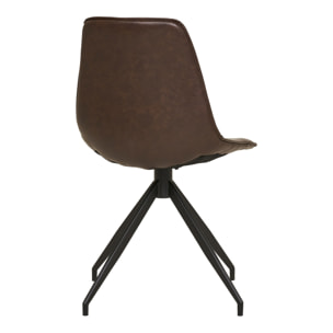 Set 2 sedie da pranzo girevoli Monaco in ecopelle marrone scuro con gambe nere
