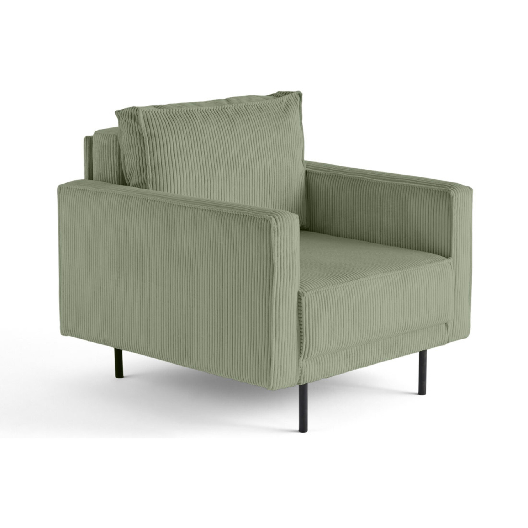 Charlie - fauteuil - pieds hauts - en velours côtelé - Vert sauge