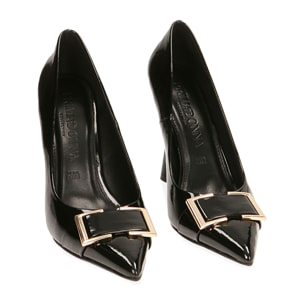 Salón naplack negro, tacón 10 cm