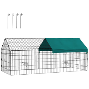 Jaula para Animales Pequeños Jaula para Roedores de Acero con Puertas y Tela Superior Jaula para Conejos Chinchillas Gallinas 185x75x75 cm Verde