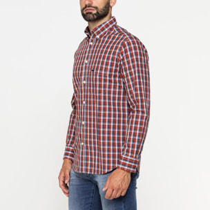 CAMICIA FANTASIA TINTO FILO CON COLLO BUTTON-DOWN