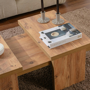 Table basse gigogne design – effet bois (3 pièces) MARFA