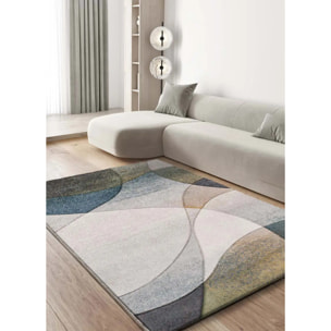 BADET Alfombra abstracta de pelo corto gris y azul, varias medidas disponibles.
