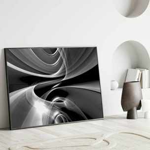 Affiche encadrée art abstrait noir et blanc fluide Affiche + cadre en métal - Noir