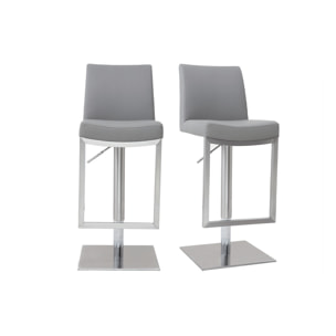 Tabourets de bar relevables gris et acier chromé (lot de 2) KYLE