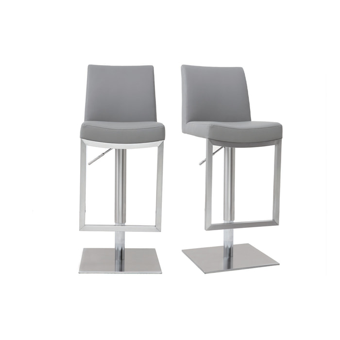 Tabourets de bar relevables gris et acier chromé (lot de 2) KYLE
