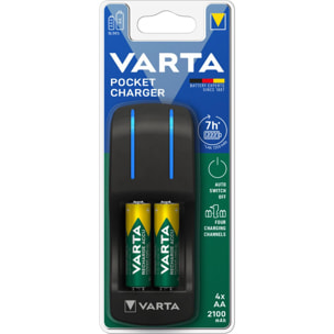 Varta - Pocket Chargeur + 4 piles rechargeables AA 1600 mAh