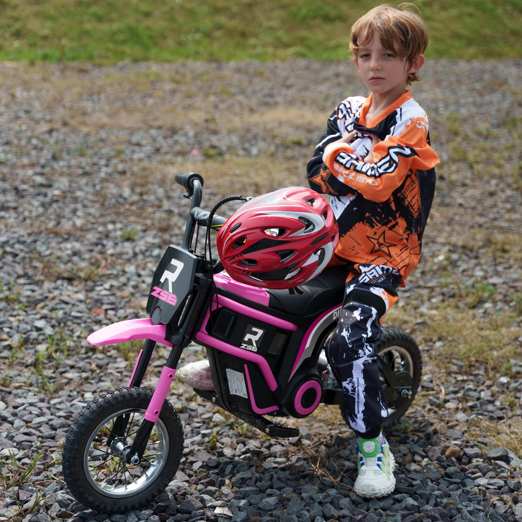 HOMCOM Moto Elettrica per Bambini con Acceleratore Manuale, 2 Velocità 8-16km/h, Età 8-12 Anni, Rosa