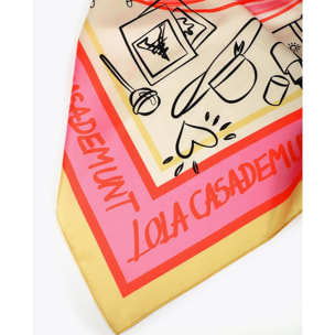 Sciarpa in raso con vari motivi e logo LC