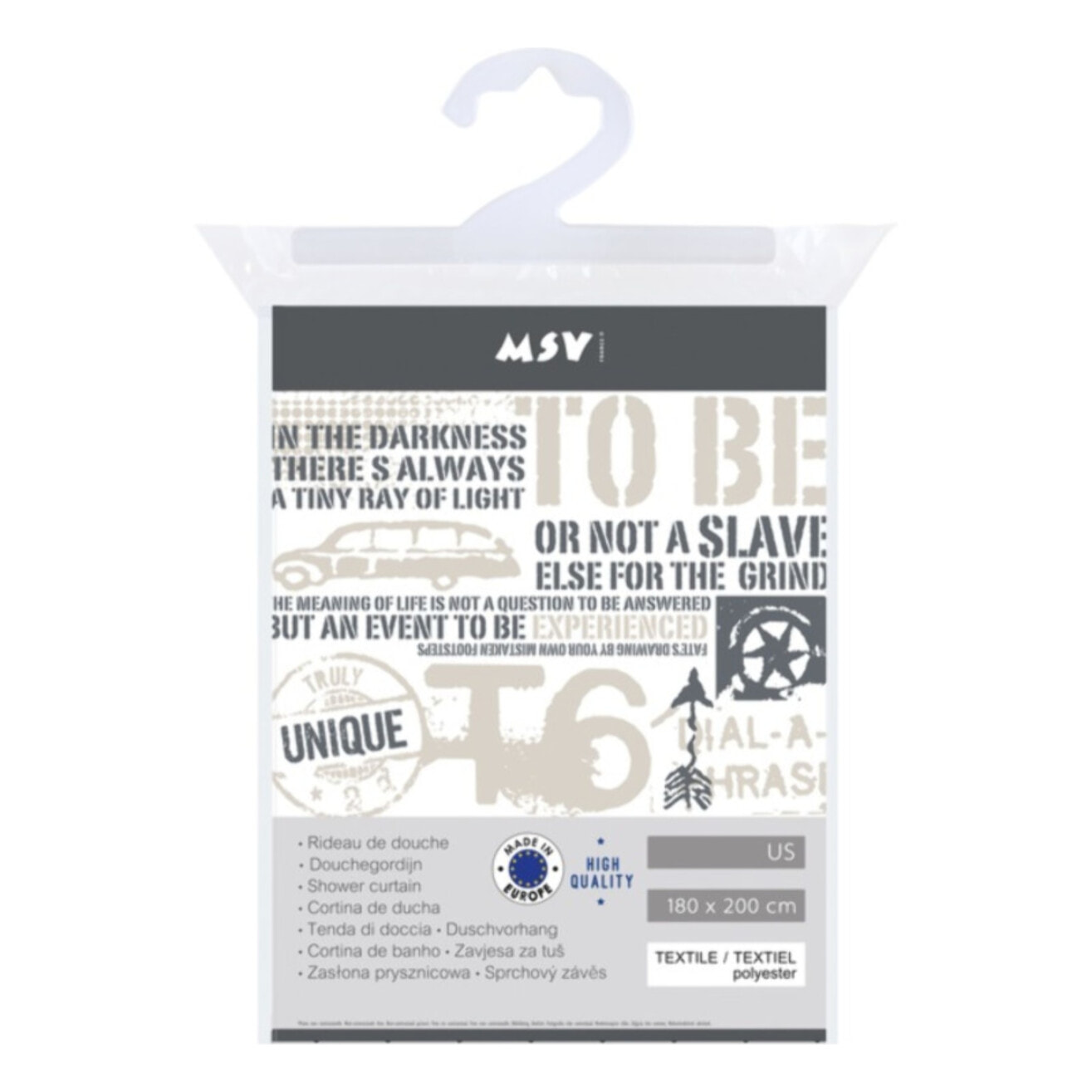 Rideau de douche Polyester 180x200cm QUALITE PREMIUM - Anneaux inclus MSV