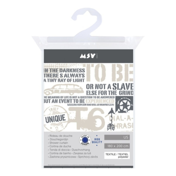 Rideau de douche Polyester 180x200cm QUALITE PREMIUM - Anneaux inclus MSV