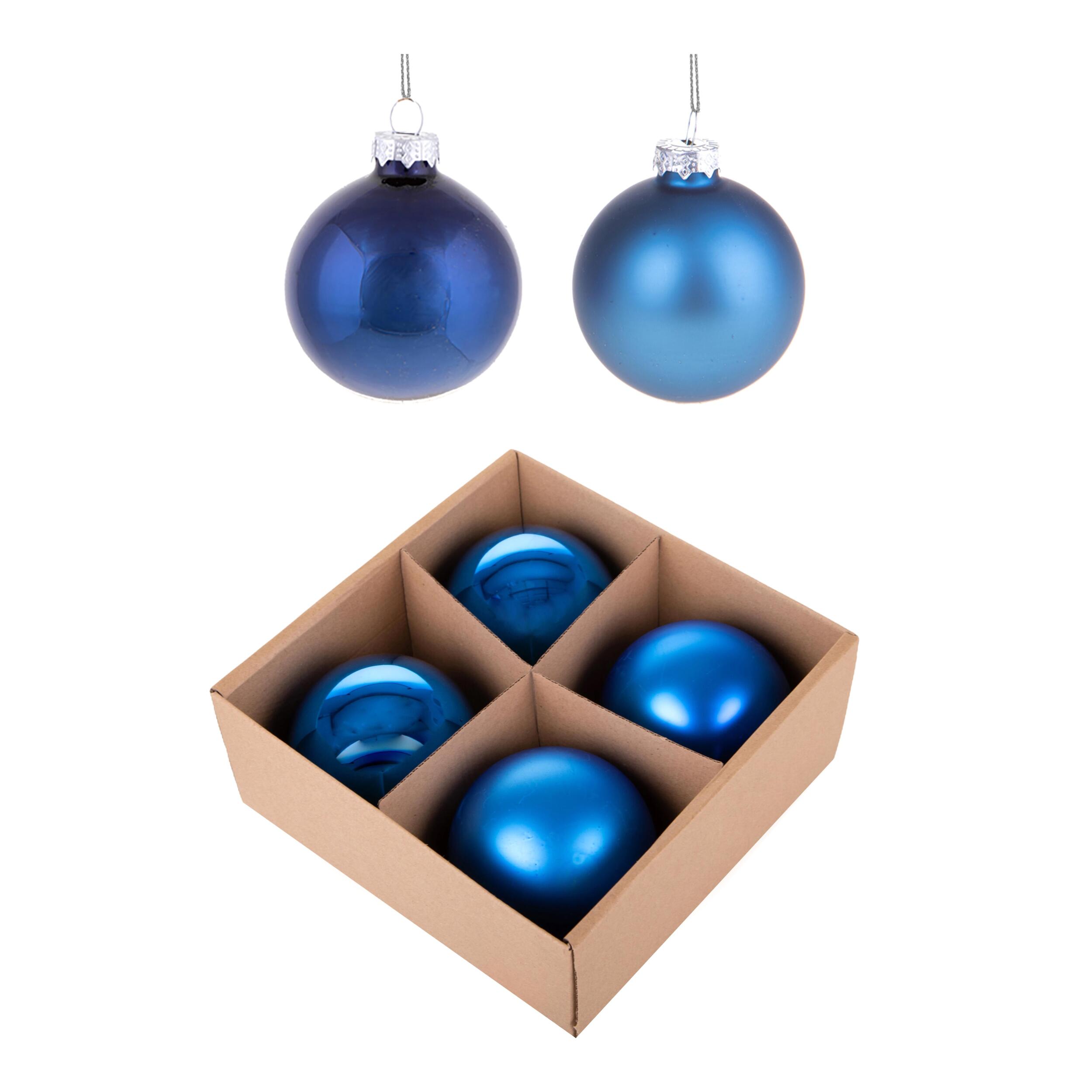 Sfera Matt/Shiny - Pezzi 4 - Colore Blu - 10x10Hx10cm - Bianchi Dino