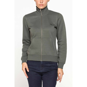 FELPA FULL ZIP A COLLO ALTO IN TESSUTO FELPATO