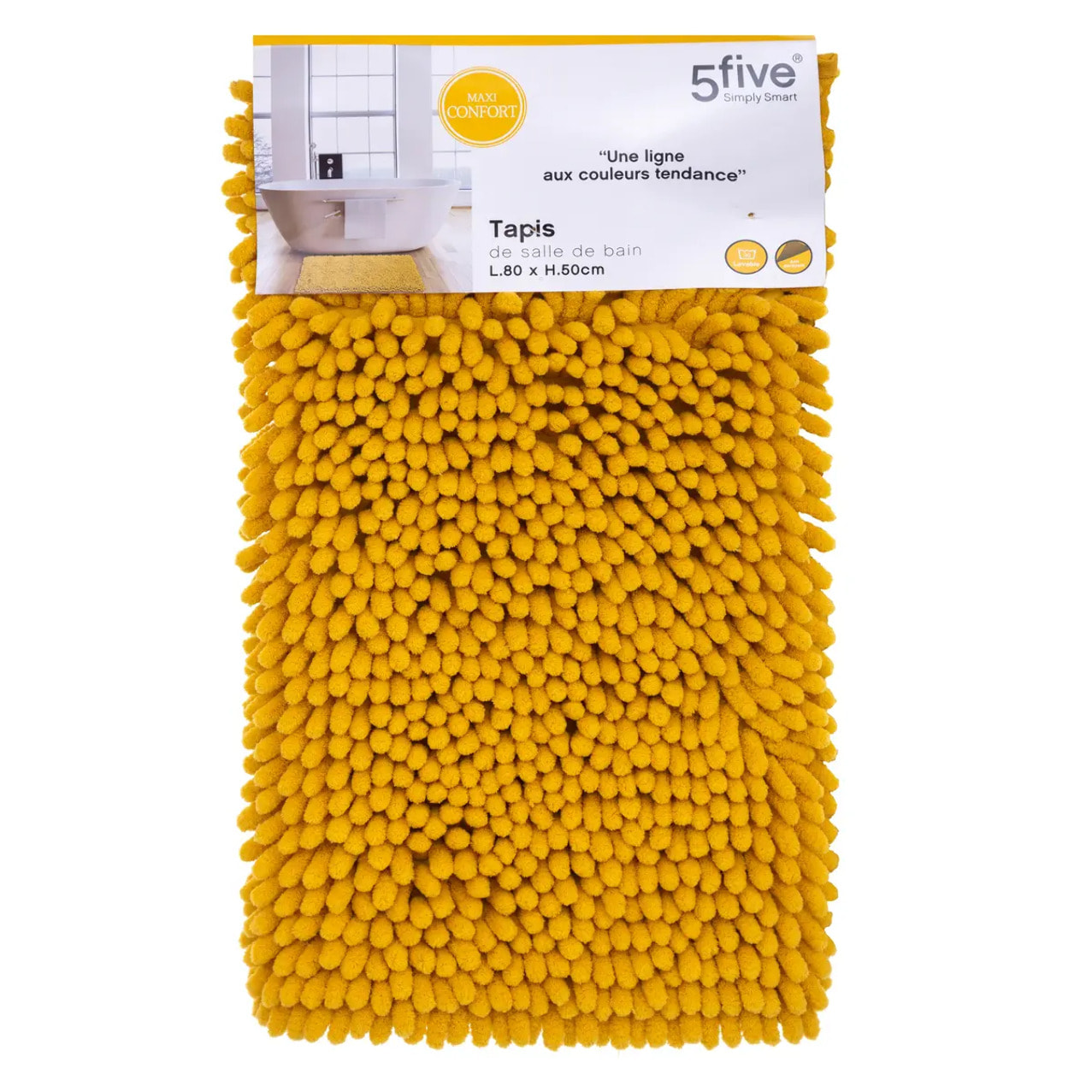 Tapis de bain 50x80 cm Jaune Colorama