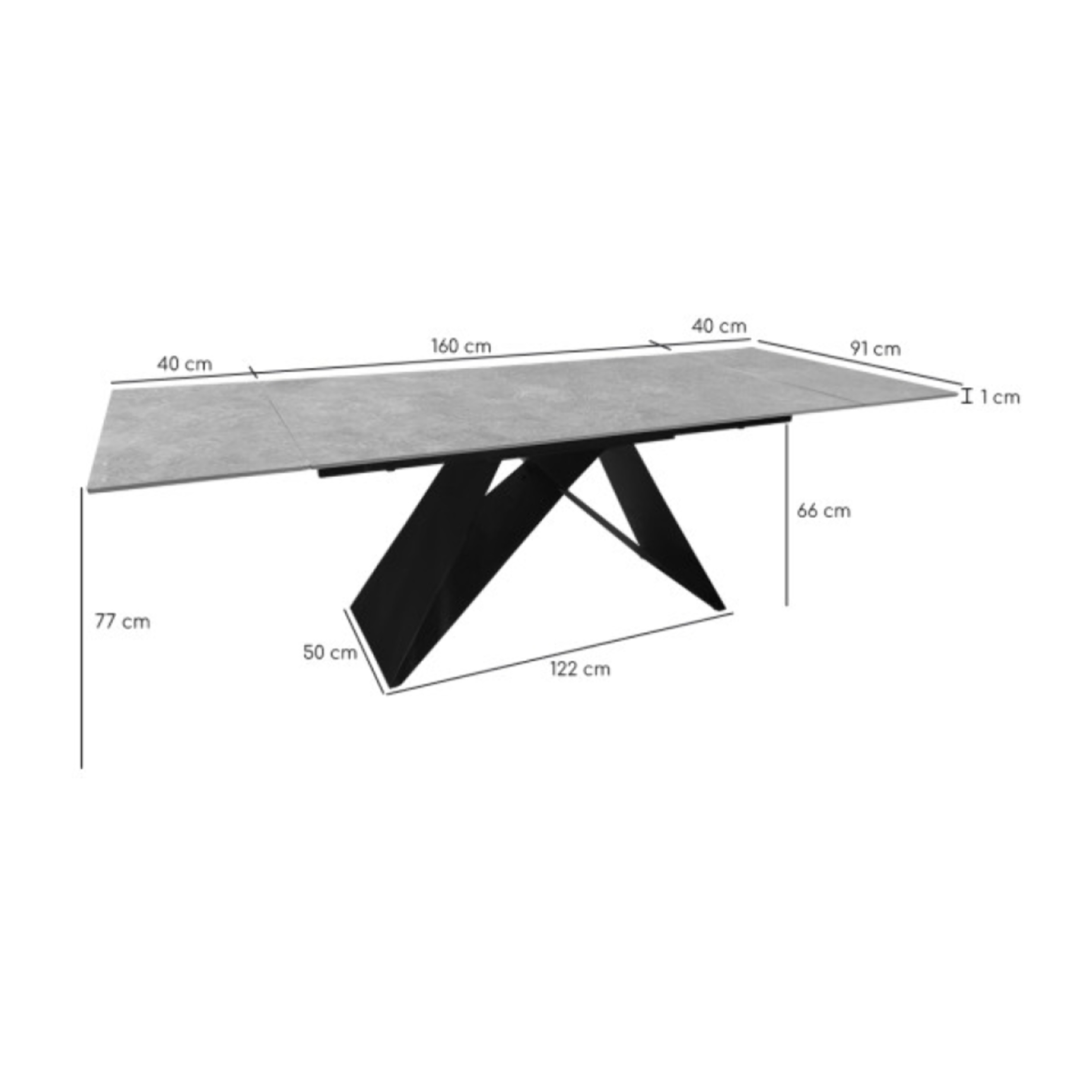 Table de repas extensible 160/240 cm céramique gris - ONDINE