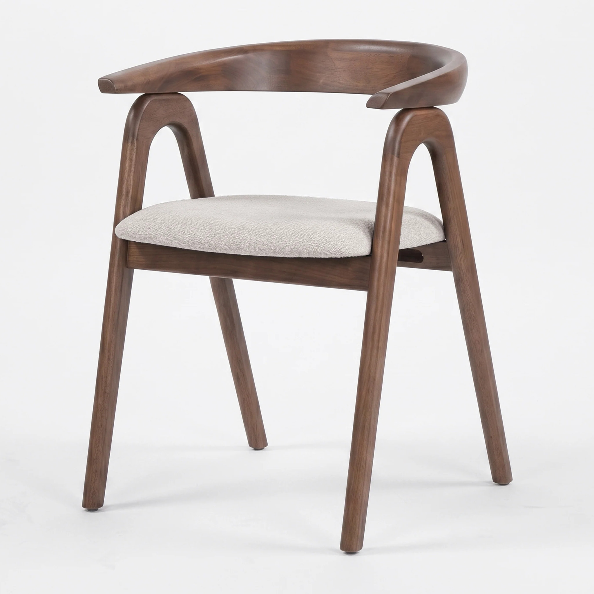 Chaise en bois d'hévéa marron et tissu beige - Hawa