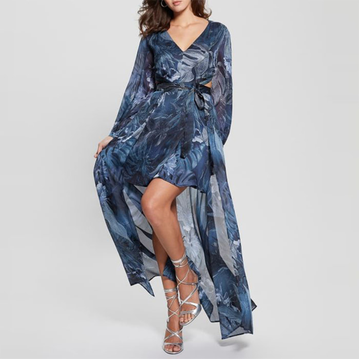 Robe Farrah - coupe classique - imprimée - bleu