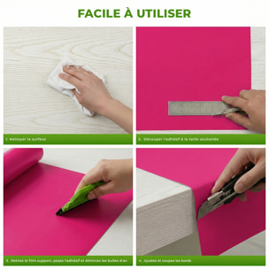 Rouleau adhésif décoratif Vinyle au Mètre - Fushia - Sticker Lavable Imperméable Mur Cuisine Meubles