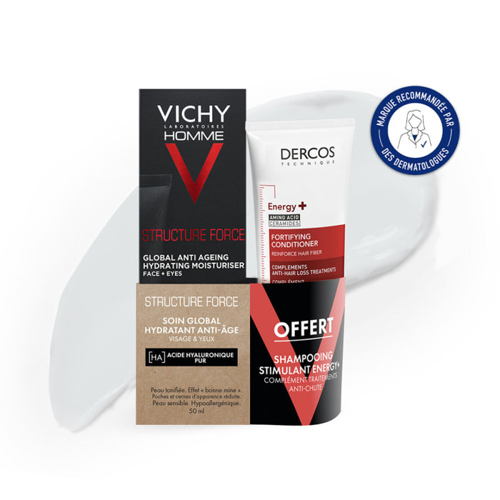 Structure Force - Soin Global Hydratant Anti-âge 50ml + Dercos Energy+ format voyage 50 ml