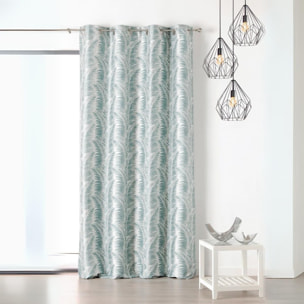 Rideau à oeillets aux motifs palmes - Bleu