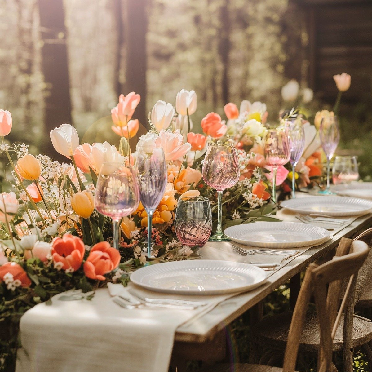 Ensemble 12 verres à pied et gobelets Swirly Spring - Cristal d'Arques