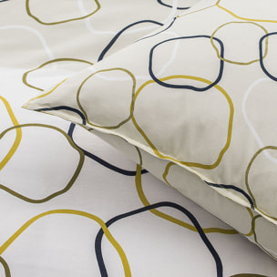 Parure housse de couette réversible. 3pcs 100% coton 57fils sunshine