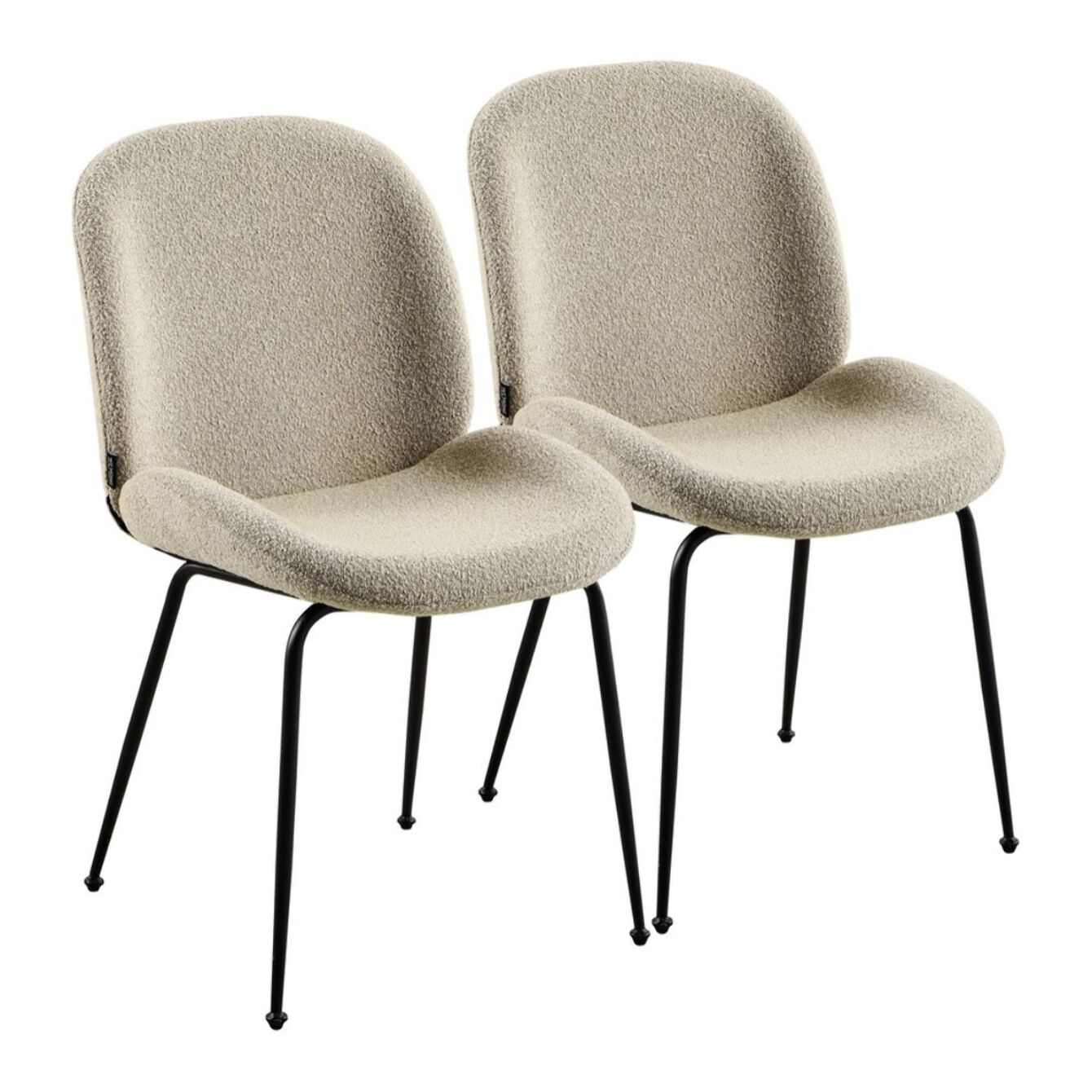 Coppia di sedie eleganti in tessuto bouclè beige con struttura nera - Shell