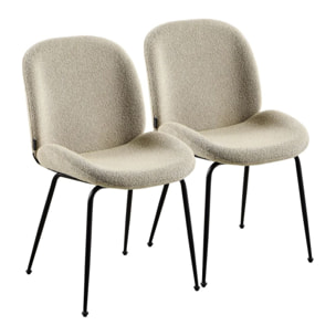 Coppia di sedie eleganti in tessuto bouclè beige con struttura nera - Shell