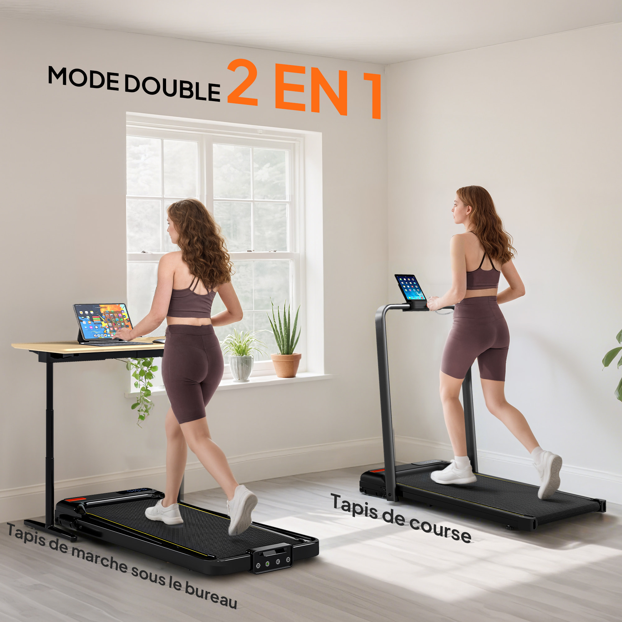 Tapis de marche pliable 1-6Km/h inclinaison réglable 4% max. télécommande affichage LED clé sécurité