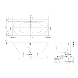 Baignoire droite 180 X 80 Oberon 2.0 quaryl