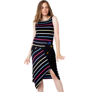 Mamatayoe Vestido Arcoiris Para Mujer, Tirantes, Escote Redondo, Rayas