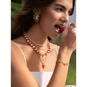 Collar Carmesí Acero Baño Oro