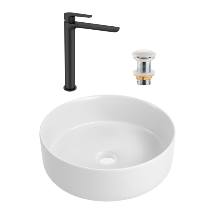 PixL 36 x 12,5 cm vasque à poser + Swiss Aqua Technologies Mood mitigeur lavabo XL + Ceramia PixL bonde (CEPX36WMSAT285C)