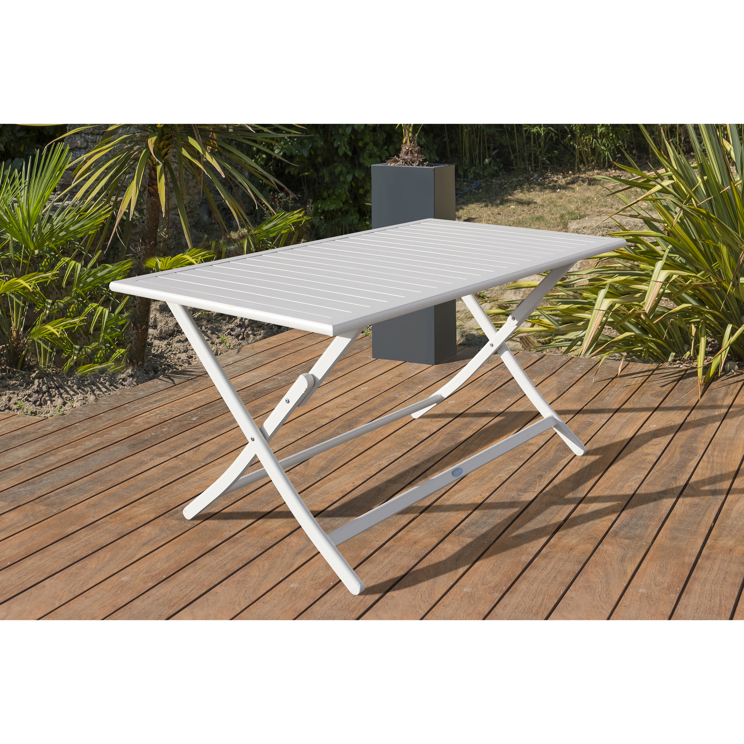 MARIUS - Ensemble repas de jardin 4 places en aluminium gris