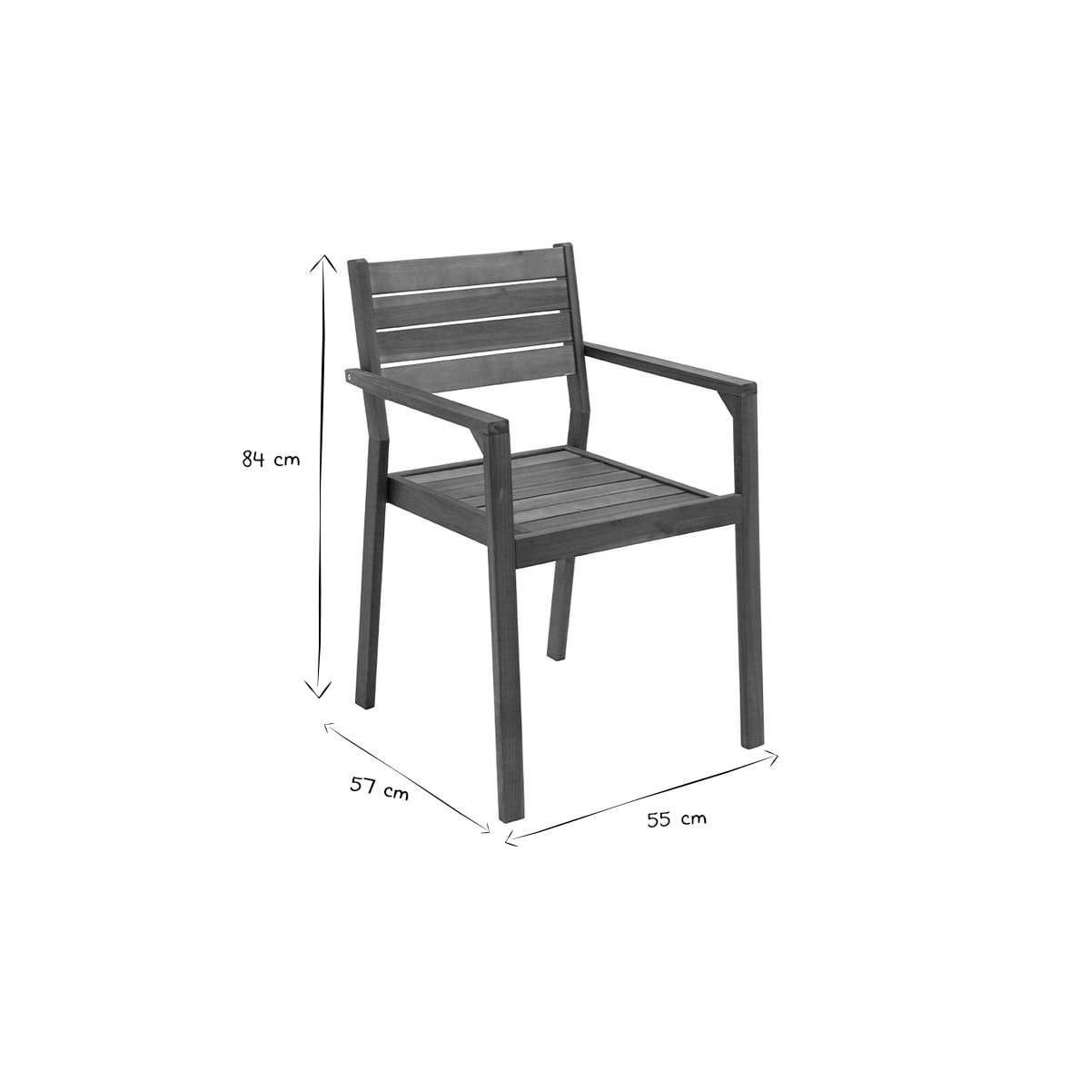 Fauteuils de jardin empilables en bois massif (lot de 2) CANOPEE