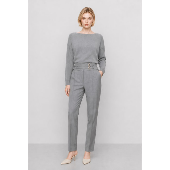 Kocca - Pantalone da donna a vita alta con fibbie e taglio dritto Donna