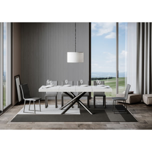 Table extensible 90x120/224 cm Famas Premium Frêne Blanc cadre Anthracite