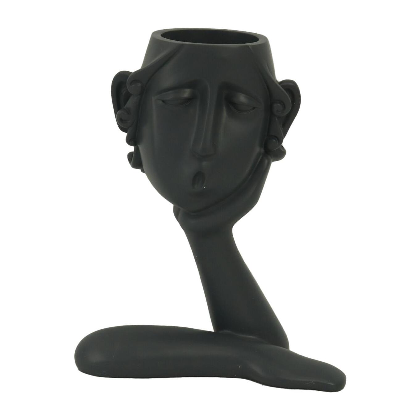 Portavaso in resina viso nero cm16x8h20