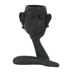 Portavaso in resina viso nero cm16x8h20