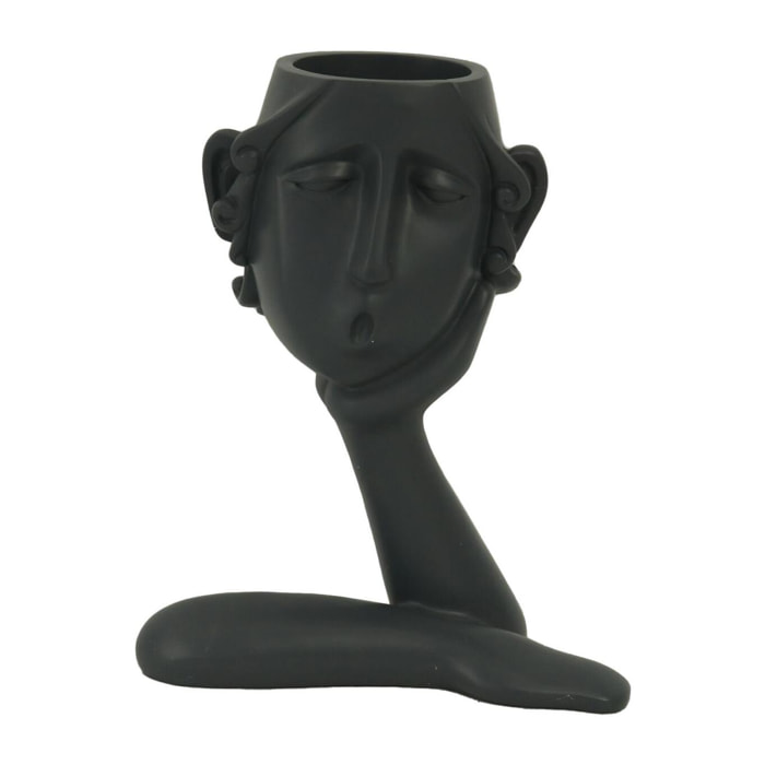 Portavaso in resina viso nero cm16x8h20